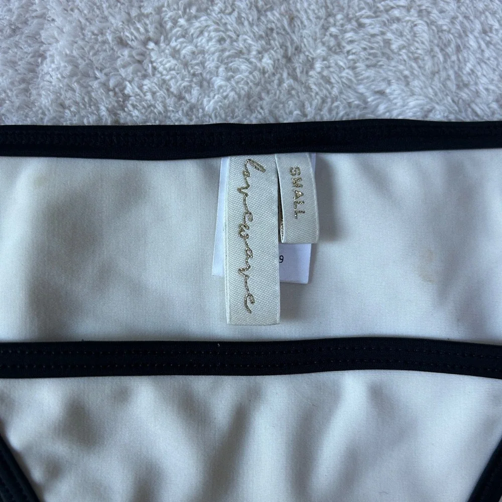 Lovewave White Black Colorblock High Cut Bikini Bottom Small RN132829